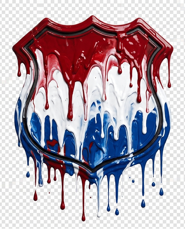 Red, White and Blue Drip Badge