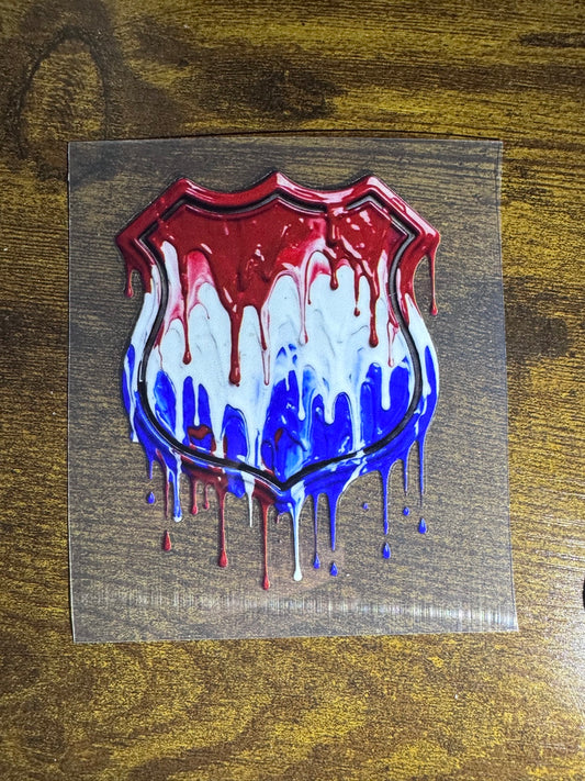 Red, White and Blue Drip Badge