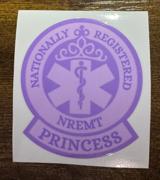 NREMT / Paramedic / FPC  Princess Stickers (14 color options)